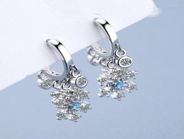 Hoop Huggie Fashion Cute Snowflake Hoops 925 Sterling Silver Earrings For Women Ear Jewelry Girl Christmas Party Accessories Gif2714478