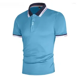 Men's Polos Polo Shirt Men Solid Casual Cotton Giraffe Slim Fit Embroidery Short Sleeve 8 Colours