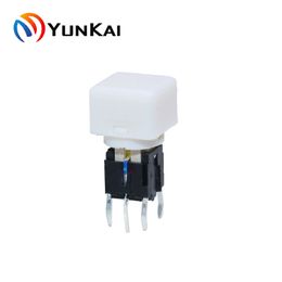5PCS 9mm Square White Cap Actuator Momentary Through Hole Type Led Super Bright Illuminated Tact Tactile Button Switch