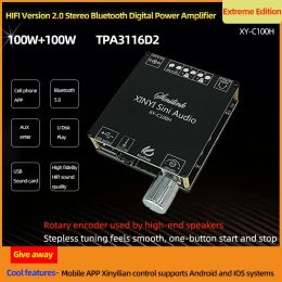 Amplifier XYC100H HIFI 100WX2 TPA3116D2 Bluetooth 5.0 High Power Digital Amplifier Stereo Board AUX USB AMP Amplificador Home Theater