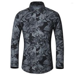 Men's Casual Shirts High Quallity Print Shirt Plus Size Long Sleeve Men Beach Hawaiian 6XL 7XL