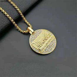 Yellow Gold Last Supper Pendant Gold Color Iced Out Bling Zircon Round Necklace For Men Fathers Day Gift Hip Hop Jewelry