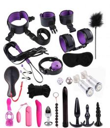 24Pcs Adult Sexual Bondage Whip Handcuffs Intimate Couple Sex Game Toys Tool Set BDSM Bondage Set Flirting Sex Toys For Slave 22052388684