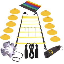 Soccer Footwork Fitness Set Soccer Football Speed Agility Training Ladder Marker Disc Resistance Parachute Rope skipping Equipment Kit