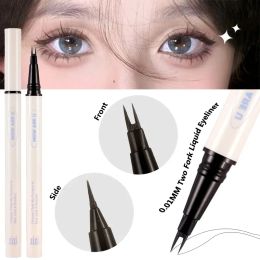 Eyeliner 2 Points Eyeliner Two Claw Lower Lash Water Pen Quick Dry Ultrathin Lying Silkworm Shadow Pencil 2Forks Brow Tattoo Pen Makeup