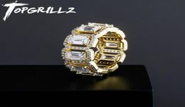 Cluster Rings TOPGRILLZ Four Baguette High Quality Copper Iced Out Micro Pave Hip Hop Fashion Jewellery Gift For Men Women4045980