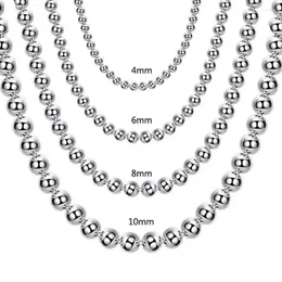 Chains Luxury Designer 925 Sterling Silver 4MM/6MM/8MM/10MM Smooth Beads Ball Chain Necklace For Women Men Fashion Jewellery Holiday Gift