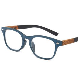 Sunglasses Wood Grain Reading Glasses For Men Women Fashion Retro Unbreakable Optical Magnifying Presbyopic Readers Full Rim Blue 229a