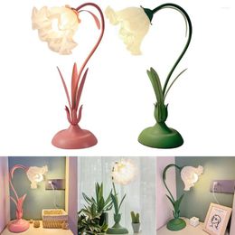 Table Lamps French Romantic Flower LED Desk Lamp White Glass Decorative Acrylic Rural Plant Light Eye Protection