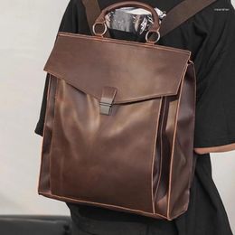 Backpack Korean Style Teenager School Bag Vintage Leather Men Laptop High Quality Students Book