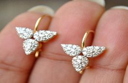 2020 Personality micro Zirconium trifoliate earrings female net earrings women wedding Earrings Fashion jewlery gift9241197