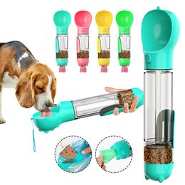 Portable 3in1 Multifunction Dog Water Bottle Food Feeder Pet Travel Drinking Bowl Poop Dispenser Leak-proof Puppy Waterer Bottle 240419