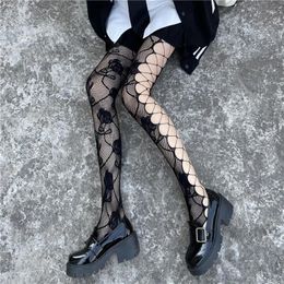 Women Socks Gothic Fishnets Stockings Lolita Mesh Tights For Netting Y2k Pantyhose With Pattern Leggings Sexy Lingerie