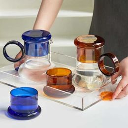 Tumblers Glass Pitcher with Cup Lid Kettle Set Teaware Teapots Water Philtres Jug Carafe Bottle H240506