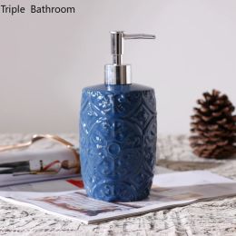 Bottles Ceramics Blue Shampoo Shower Gel Bottles Hand Sanitzer Holder Wristband Dispenser Bathroom Accessories Soap Dispenser Pump
