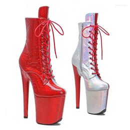 Dance Shoes Auman Ale 20CM/8inches PU Upper Sexy Exotic High Heel Platform Party Women Round Toe Ankle Boots Pole 130