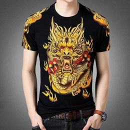 Men's T-Shirts 2021 Oversized T Shirt Men Chinese Dragon 3D For Boy Black Summer Short Sleeve 238L