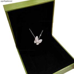 Luxury necklace Designer Jewelry Two butterfly Pendant Necklaces for women rose gold diamond Red Bule White Shell stainless steel platinum Wedding gift wholesale