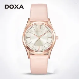 Wristwatches DOXA Ladies Quartz Watch Business Casual Round Dial Pink Strap 10Bar Waterproof High-end Atmosphere