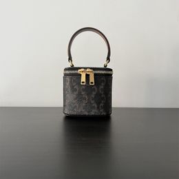 Designer Small Square Box Bag Female Cowhide Vintage Printing Crossbody Handbag