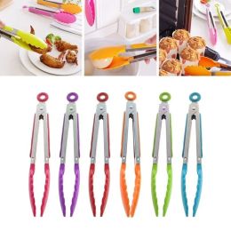 Accessories Stainless Steel Kitchen Tongs Silicone Handle BBQ Tong NonSlip Food Tong Utensil Cooking Clip Clamp Salad Serving Baking Tool