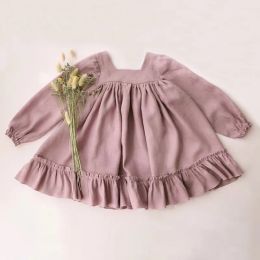 Dresses Infant Toddler Kids Baby Girls Dress Spring Long Sleeve Button Dresses For Girls Children Baby Birthday Princess Costume