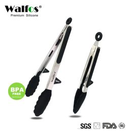 Utensils WALFOS 22 CM And 30CM Food Grade 100% Silicone Food Tong Kitchen Tongs Utensil Cooking Tong Clip Clamp Salad Serving BBQ Tools