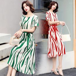 Party Dresses Chiffon Silk Dress Woman Print Sexy Midi Maxi Summer With Sleeve Elegant Evening Line Slender Beach Tunic