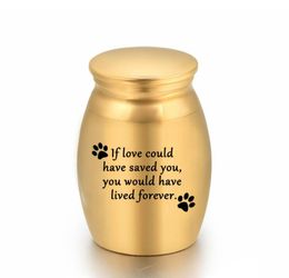 Pets Mini Cremation Urns Aluminium alloy Funeral Urn for Ashes Cat Dog Paw Small Keepsake Memorials Jar 16x25mm 9864487