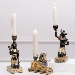 Candle Holders Antique Candlestick Resin Accessory Retro Holder Egyptian Home Decor Gifts