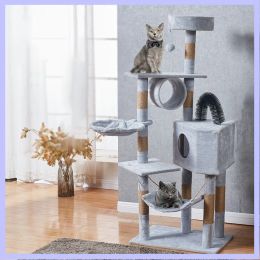 Scratchers 59inch Large Cat Tree for Cats Big Cat Tower with Cat Condo Cosy Plush Cat Perches Sisal Scratching Posts Hammocks Cat Scratch