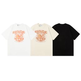 Trendy Luxury Rhude Mens Designer T Shirt Flowers Plants Graphic Tee Casual T Shirts Men Women Unisex Loose Fashion T-Shirt 100% Cotton Streetwear Loose Oversize S-XL