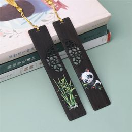 Creative Panda Bamboo Bookmark Souvenir Hollow Carving Wood Children Offices Supply School Stationery