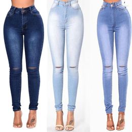 Women's Jeans Sexy Women Slit Stretch Pants Leggings Hold Pencil Ripped For Mujer Vintage Clothes