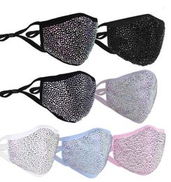 Face Mask Designer Black White Blue Yellow Party Pink Bling Diamond Masks with Drill Women Female Summer Breathable Decoration Rhi1281681