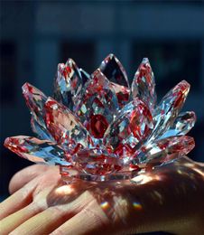 Crystal Glass 80mm Lotus Flower natural stones and minerals Feng shui Sphere Crystals flowers For wedding Props souvenirs4252873