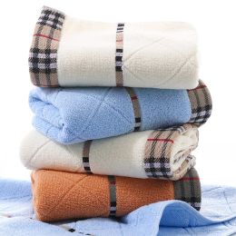 Towels T086A Nice color New Water Absorbent small gift male female blue brown pink Cotton home hotel quick dry plaid stripe face towel