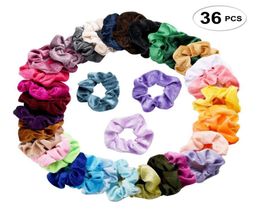 36 colors Solid Lady Hair Scrunchies Ring Elastic Hair Bands Pure Color Bobble Sports Dance Velvet Soft Charming Scrunchie Hairban9225915