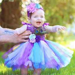 Dresses Girls Rainbow Fairy Tutu Dress Fluffy Baby Dress with Matching Headband Toddler Halloween Birthday Photo Costume TS125