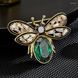 Brooches Donia Jewellery European And American Fashion Titanium Micro-Inlaid Zircon Green Crystal Bee Brooch Luxury Retro Pin