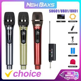 Microphones Wireless Microphone SU601 UB01 UX01 UHF Recording Karaoke Mic With Rechargeable Lithium Battery Receiver Work 5Hours For Speaker