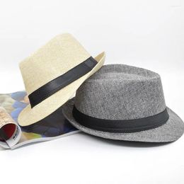 Berets Men Women Straw Fedora Hat Trilby Cuban Sun Cap Panama Short Brim Floral Summer Beach All-Match Vacation Bucket