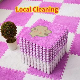 Carpets 10Pcs Mosaic Carpet Bedroom Full Shop Home Square Puzzle Floor Mat Plush Surface Interlocking Exercise Tiles 30X30