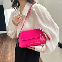 Totes Solid Colour Lacquer Leather Glossy Surface Underarm Bag 2024 Ladies PU Magnetic Buckle Flip Shoulder Fashionable Handbag