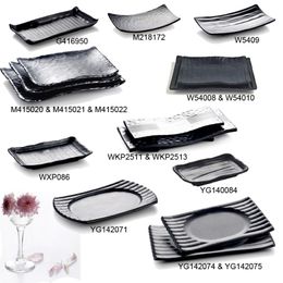 Melamine Dinnerware Dinner Plate Frost Black Rectangle Lrregular Plate Fashion Restaurant Sushi Plates A5 Melamine Tableware 282w