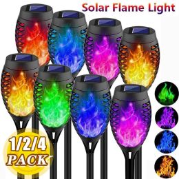 Decorations 1/2/4PCS Solar Flame Lights Outdoor Waterproof Flame Flickering Lamp LED Garden Decoration Lighting Torch Auto On/Off Path Light