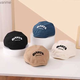 Caps Hats 2023 Autumn New Letter Embroidered Beret Childrens Outdoor Edition Fashion 1-3 Year Old Male and Female Baby Retro Sun Hat WX