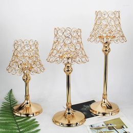 Candle Holders Gold Pillar Desk Lamp Crystal Votive Holder Centrepieces For Wedding Decoration Lantern