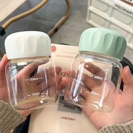 Tumblers 1pc Mini Water Bottle Clear Glass Cups Portable Reusable Drinking Summer Drinkware Travel Accessories Birthday Gift H240506