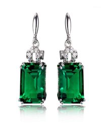 Silver Colour 925 Emerald Jewellery Earrings for Women Peridot Mystic Jade Bizuteria Gemstone Garnet Emerald Drop Earrings Female16731246